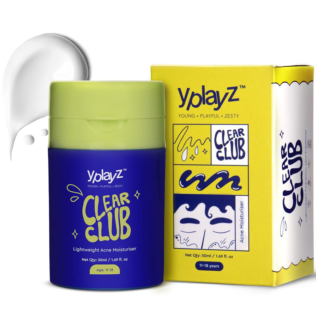 YplayZ Clear Club Acne Moisturizer, Featherlight & Calming Formula for Kids & Teens | Ages 11-18 - 50 Ml
