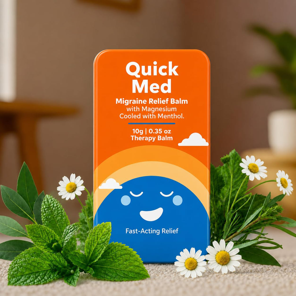 Quick Med Migraine Relief Balm 10g – Fast Relief in Just 2 Minutes | Cooling Menthol Formula | Pocket-Size Therapy Balm