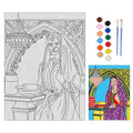 Hobby India Self Painting Beautiful Lady Canvas - Gond Art | Pre-designed Canvas Board