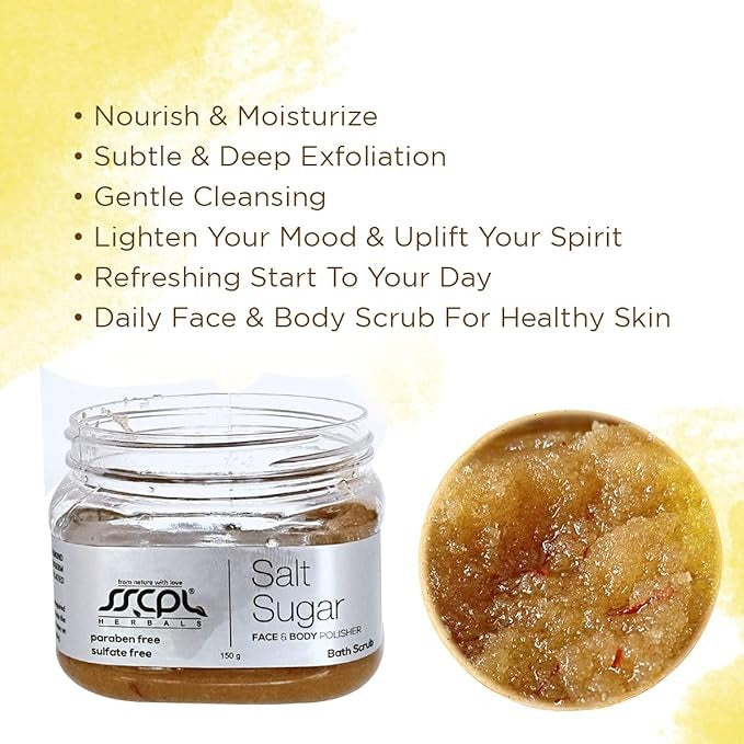 Sscpl Herbals Salt & Sugar Face & Body Polisher Bath and Body Scrub - 150 gms