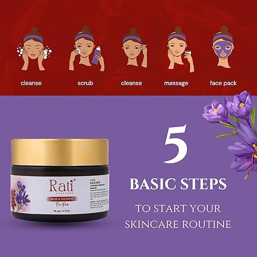 Rati Ayurveda Rose & Saffron Face Pack - 50 gms