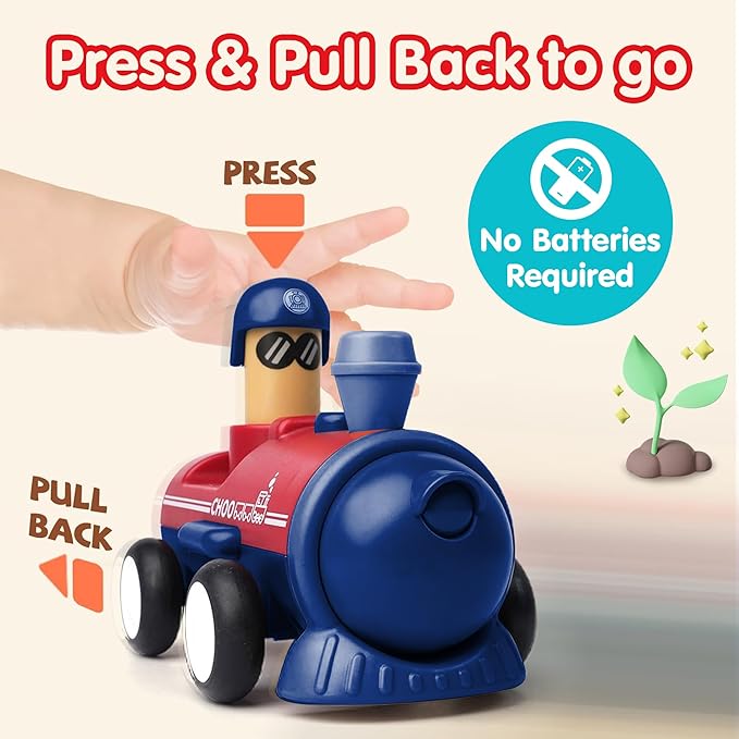 Kidology Pull-Back Vehicle Toys Cars for Toddlers Friction-Powered