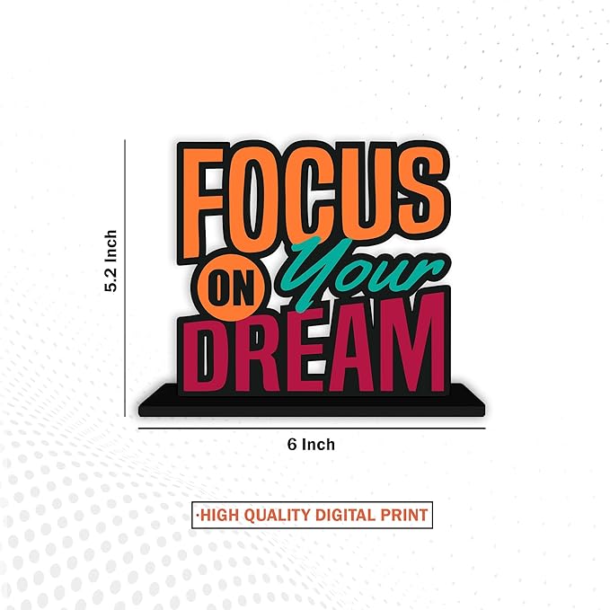 Artvibes Wooden Alphabet Idols and Figurine Focus on Your Dream Positive Quotes Table Decoration for Office Desk | Home Decor