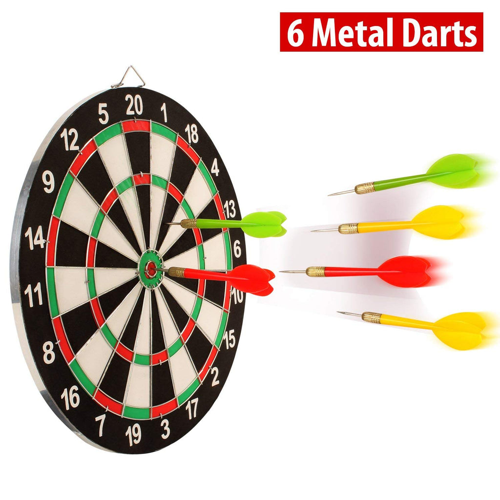 Tickles Double Sided Dart Board Game with 6 Darts for Adults