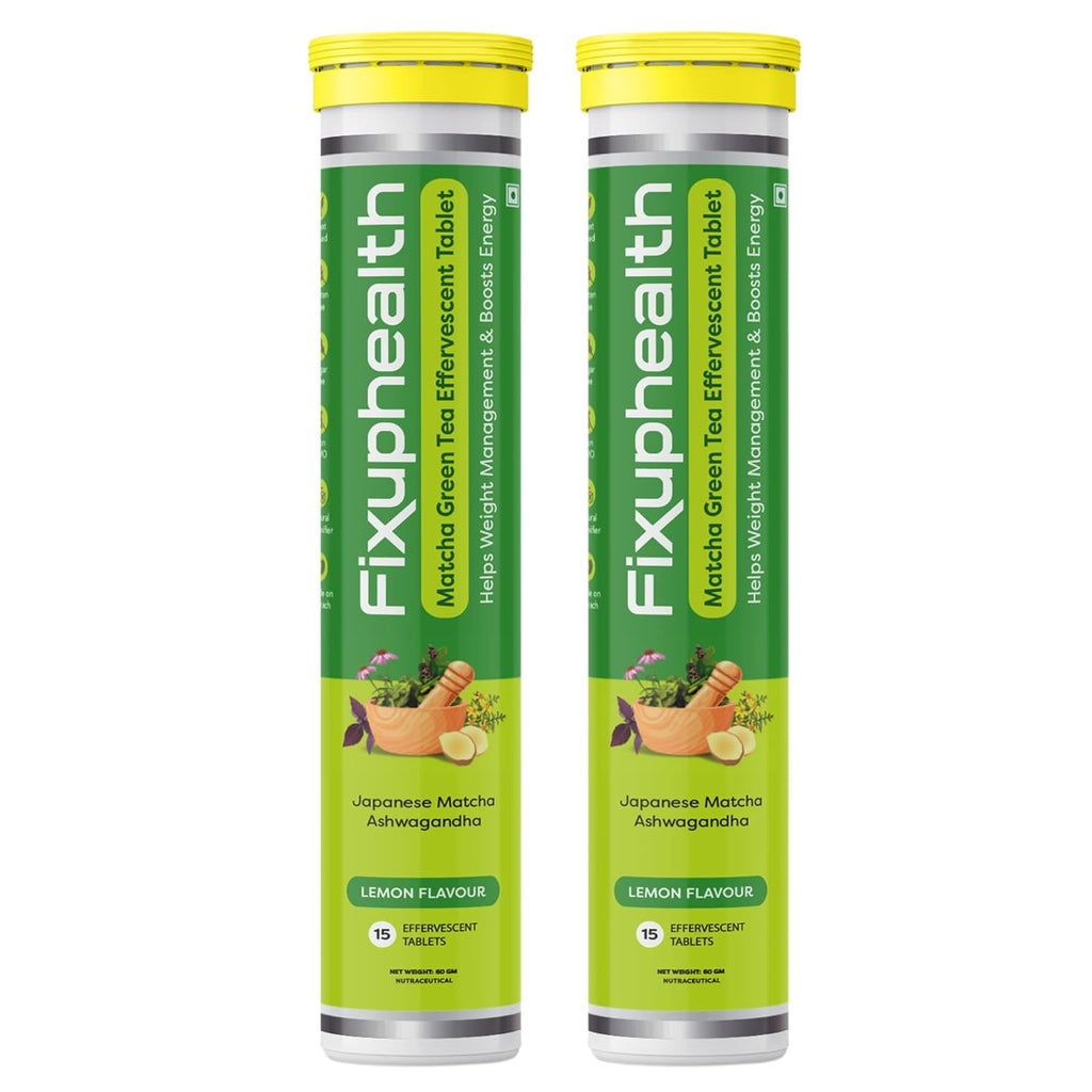 Fixuphealth Matcha Green Tea with Ashwagandha Effervescent Tablets - 15 Tablets