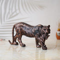 Ecraftindia Rustic Brown Polyresin Lioness With Cub Statue Animal Figurine Decorative Showpiece