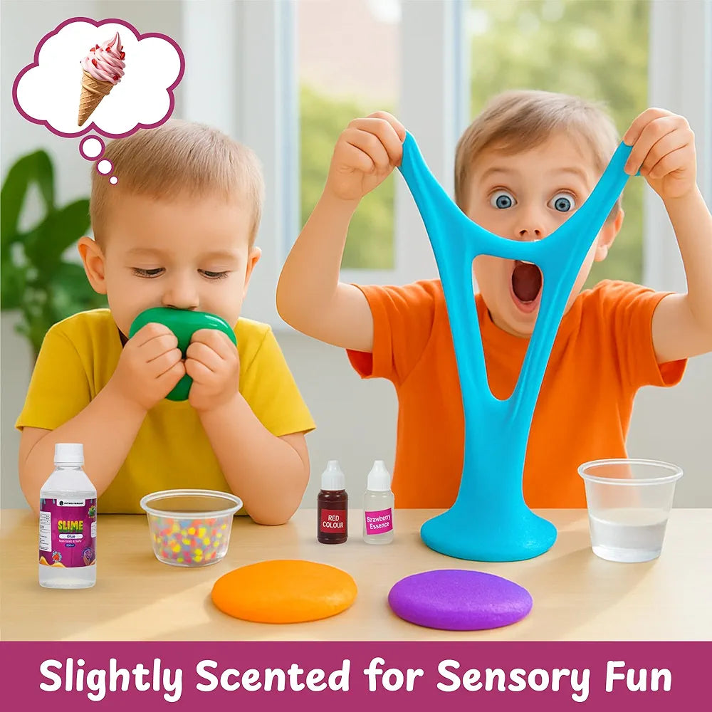 PW Junior Slime Kit for Kids, 15+ Activities with Instruction Manual, Glitter Confetti & 4 Moulds Slime Making Kit for 4+ Years Boys & Girls