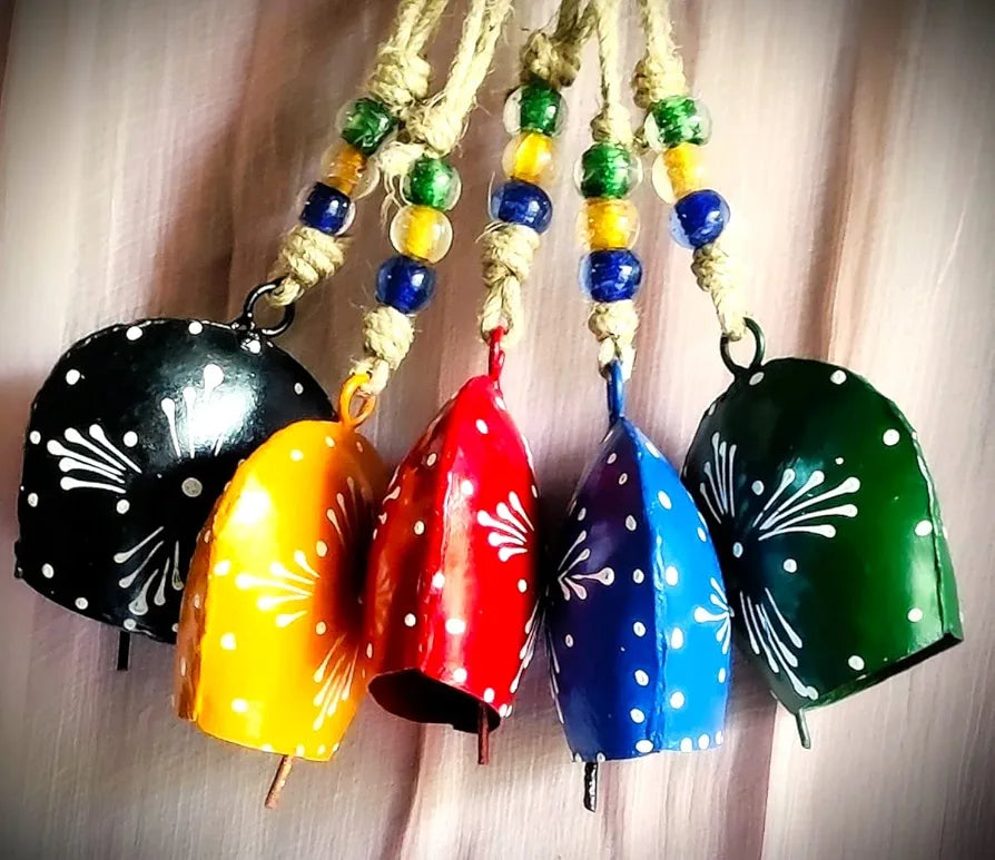 MIRAMAYEE Purse Bell  4"- Hanging Garden Cow Bell Patio Hanging Bell Set of 5