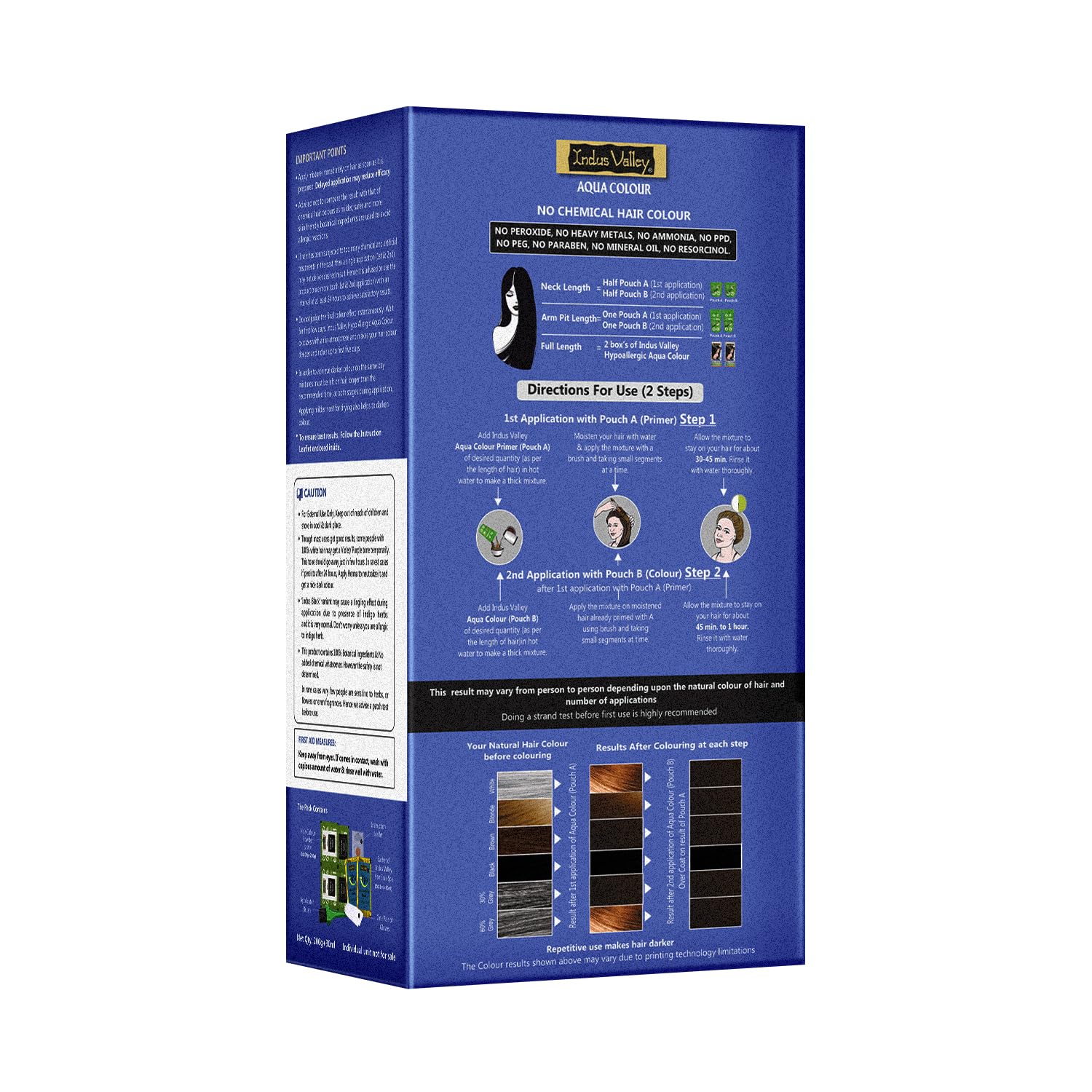 INDUS VALLEY Organic Natural Hypo Allergic Aqua Colour 100% Botanical Hair Colour (Dark Brown, 30ml + 200g)