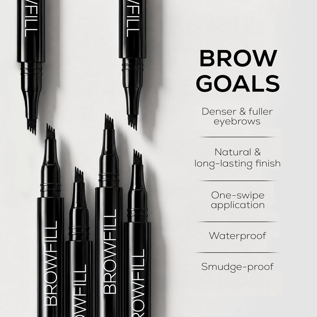RENEE Browfill Eyebrow Pen - Black | Waterproof & Smudge-Proof | One Swipe Application | Micro Precision | Natural & Long-Lasting Finish | For Denser & Fuller Eyebrows | Easy to Use | Cruelty-Free