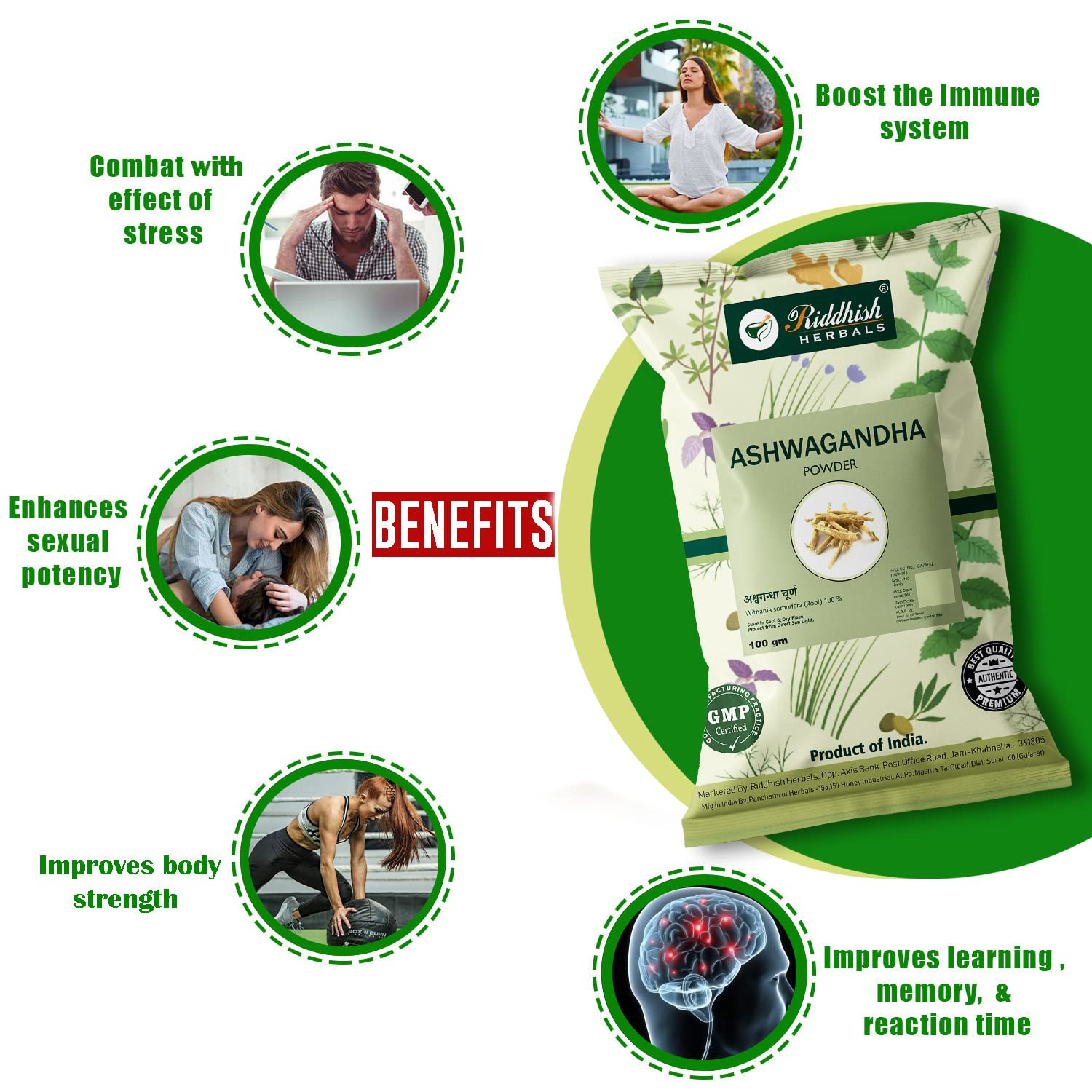 Riddhish Herbals Ashwagandha Powder Pack of 3 - 100 gms