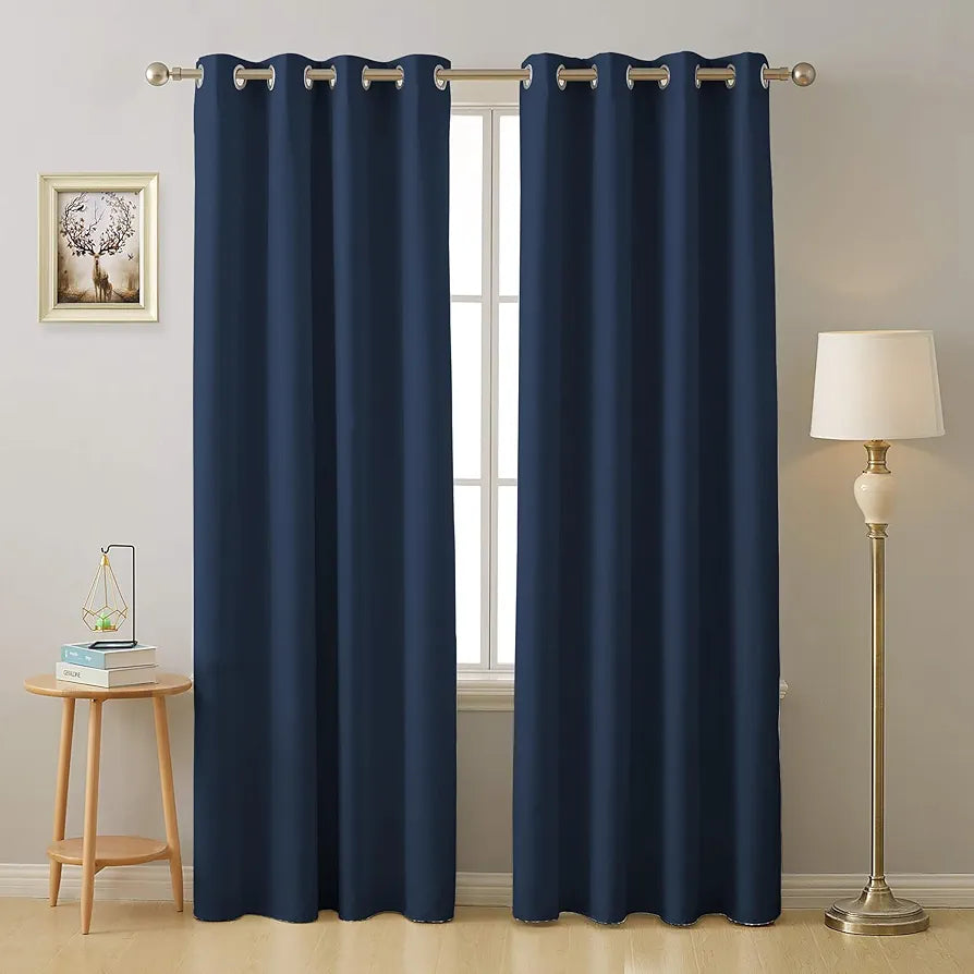 Cloth Fusion Blackout Door Curtains 7 Feet Long Set of 2 Colour Indigo Blue