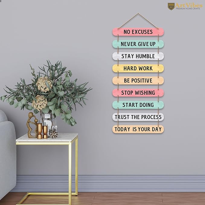 Artvibes Decorative Motivational Quotes Printed Mdf Wooden Wall Hanging | Modern Wall Decoration Accessories