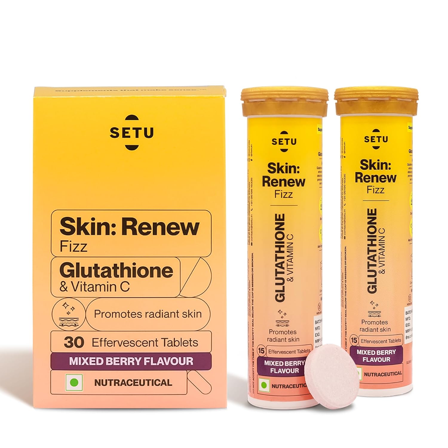 Setu Skin Renew - 15 Effervescent Tablets pack of 1 Flavour- Mixed Berry