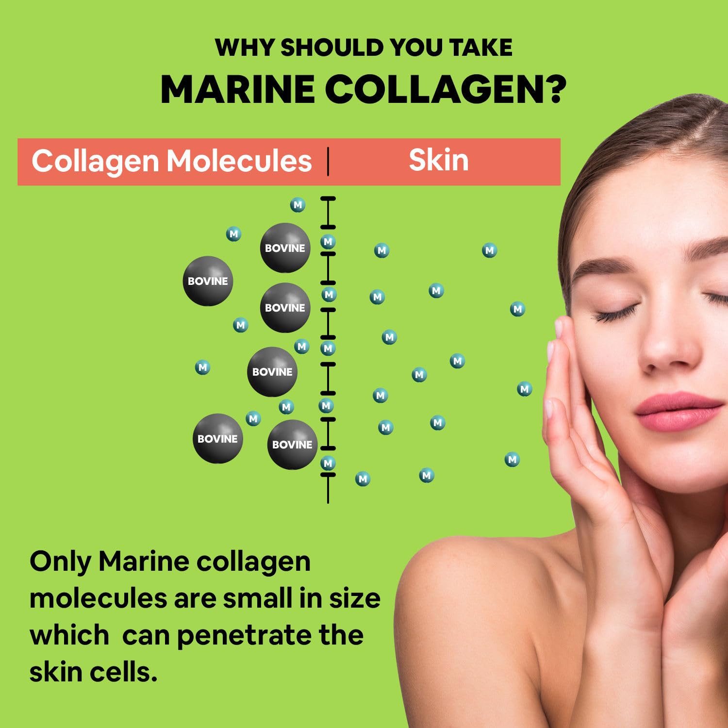 Carbamide Forte Marine Collagen Powder Supplement - for Skin Fish Collagen Powder for Women & Men - 200 Grams Powder - Green Apple Flavour