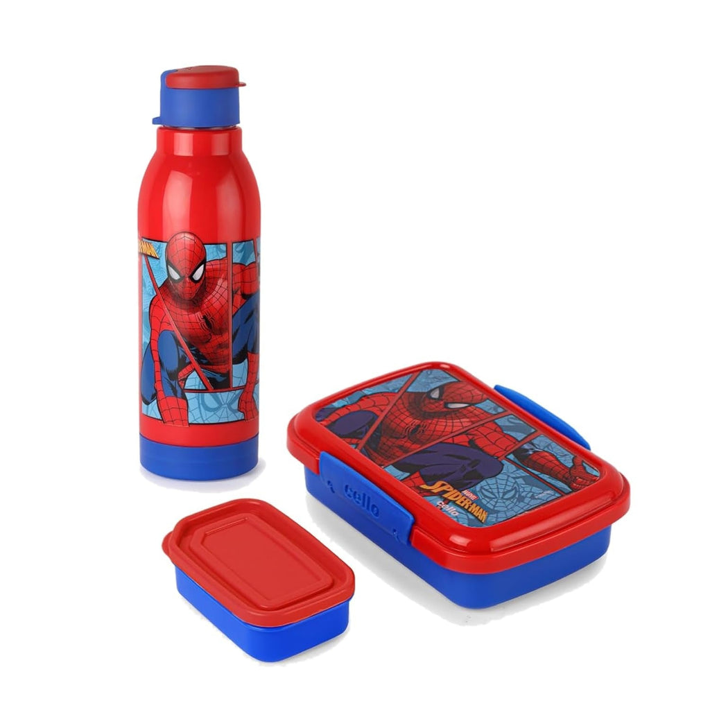 Cello Lunch On 3D Spiderman Design Kids Combo Set Red