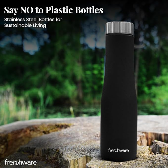 Frenchware Water Bottle 1 Litre, Stainless Steel, Premium SS 304, Shadow Black | Easy-to-Clean