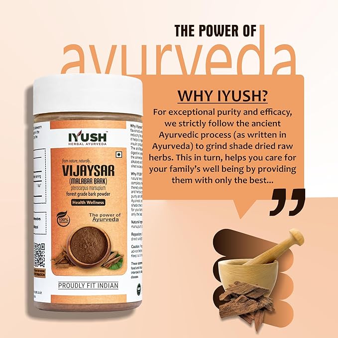 Iyush Herbal Ayurveda Vijaysar Powder Each - 100 gms (Pack of 2)