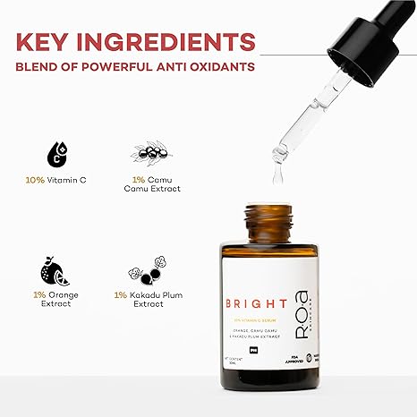 R.O.A Skincare Bright Vitamin C Face Serum for Men and Women - 30 ml
