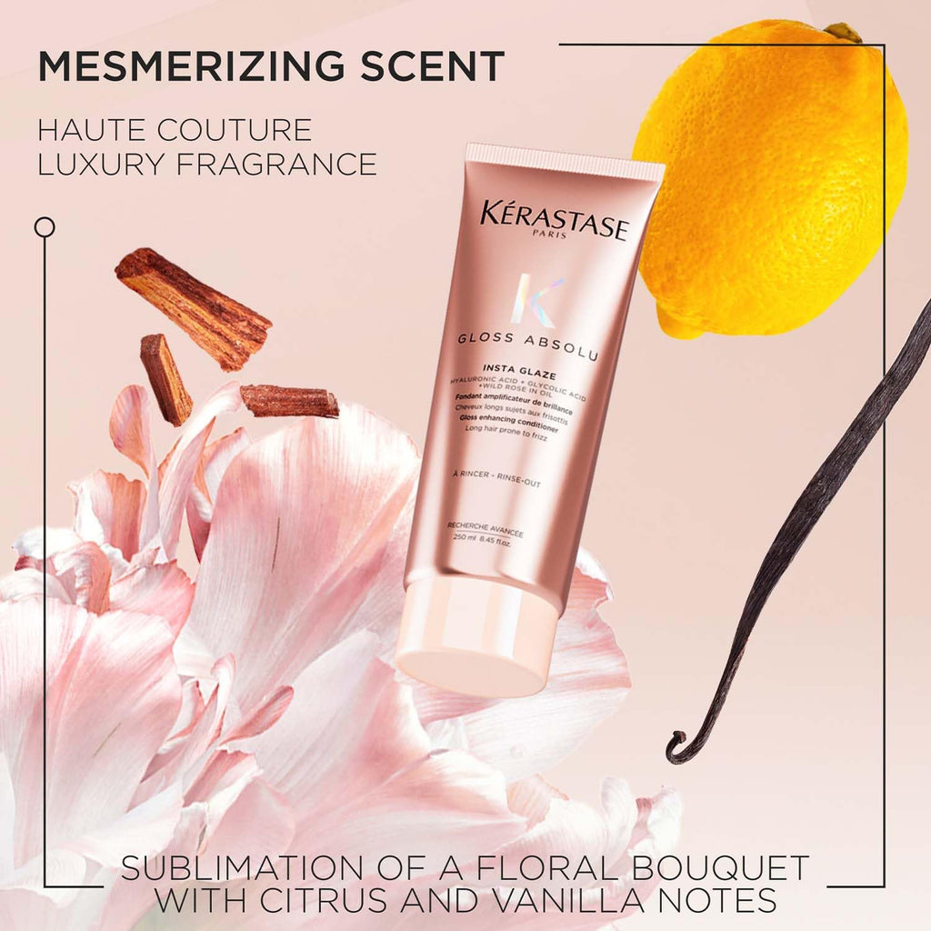 KÃ©rastase Gloss Absolu Anti-Frizz Foaming Conditioner For Bouncy, Glossy Hair | Fine To Medium Hair | 4-Days Anti-Frizz | With Hyaluronic & Glycolic Acid, Wild Rose-In-Oil | 250ml