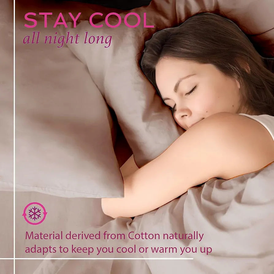 Trance Home Linen Premium 300 Tc Pure 100% Cotton Solid Single Size Fitted Bedsheet with 1 Pillow Cover Colour Blush