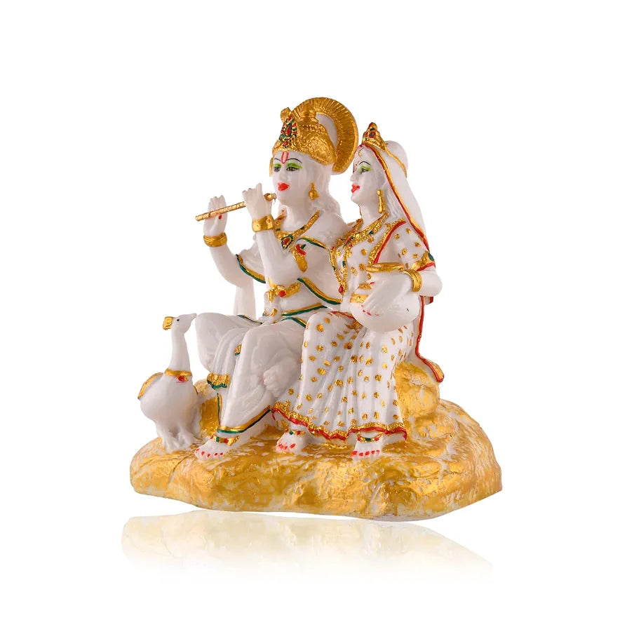 CraftVatika Radha Krishna Murti Dust Idol Marble Radhe Krishna Statue Radha Krishna Sitting-TP2