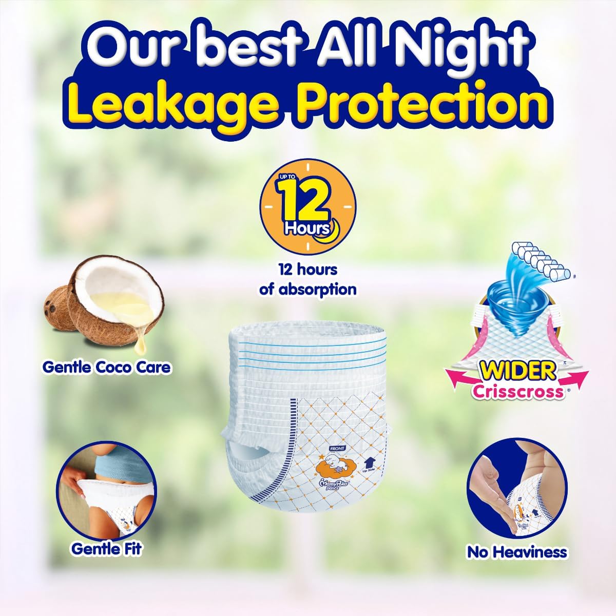 Mamypoko pants All night absorb| Pant Style Baby Diapers Small Size(S), 87 Count, Ideal for 4-8Kgs|1 Diaper= Upto All night Absorption|Wider Crisscross Sheet|Gentle Coco Care| 12hr Leakage Protection| Prevents Heaviness.