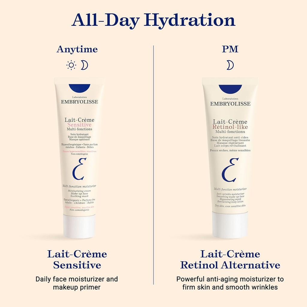 Embryolisse Lait Crème Sensitive Moisturizer. Hypoallergenic Face & Body Cream for All Skin Types With Aloe Vera & Shea Butter. Fragrance-Free & Suitable for Sensitive Skin, 100 ml