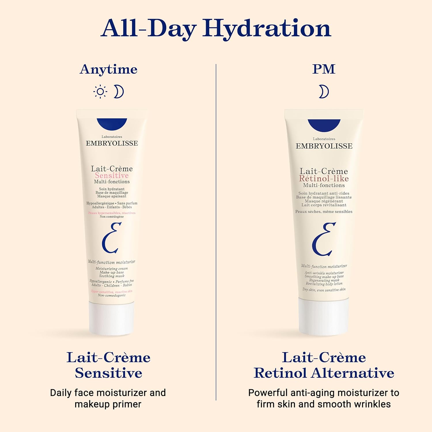 Embryolisse Lait Crème Sensitive Moisturizer. Hypoallergenic Face & Body Cream for All Skin Types With Aloe Vera & Shea Butter. Fragrance-Free & Suitable for Sensitive Skin, 100 ml