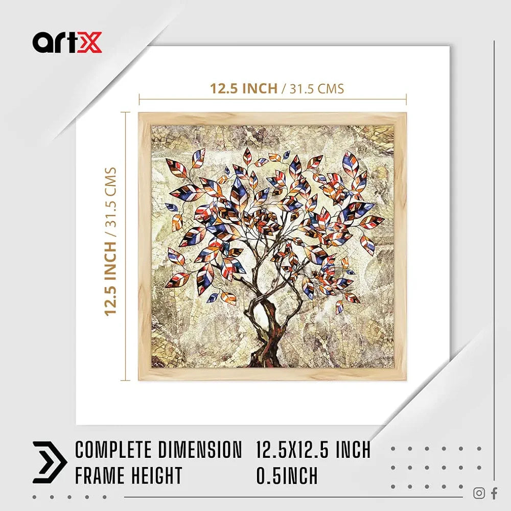ArtX Paper Tree Wall Art Frame Painting Multicolor Abstract
