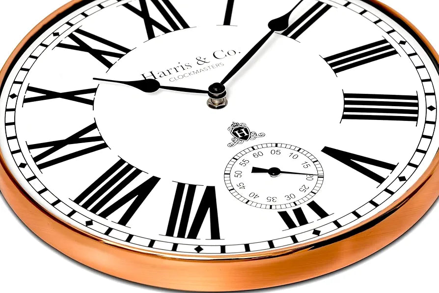 Harris & Co. Clockmasters Premium Metal Analog Wall Clock With Sub-second Dial