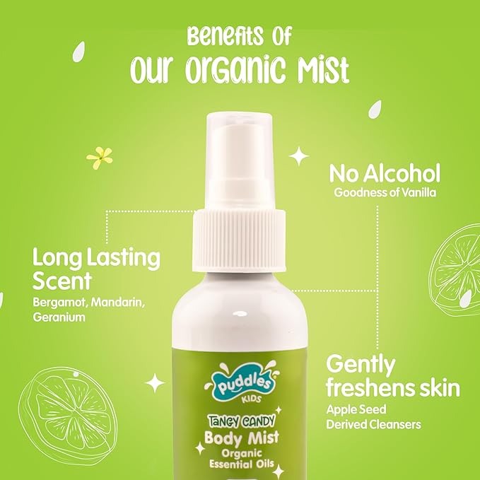 Puddles Organic Cherry Citrus Mist For Unisex Children Tangy Candy - Age 2-12 Years - 100 ml