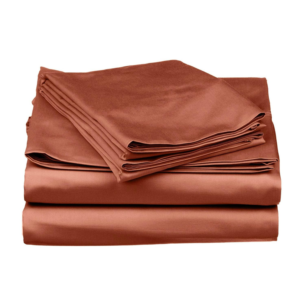 Stoa Paris Satin Bedsheets for Single Bed 300TC Premium Bedsheet with 1 Pillow Cover Colour Melted Caramel