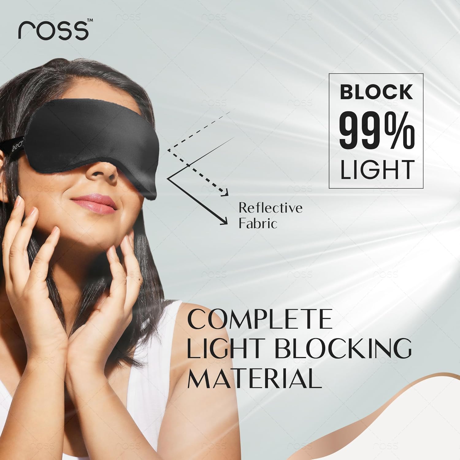 Ross Breathable Fabric Sleep Eye Mask â€“ Ultra-Soft, Smooth & Cozy with Adjustable Strap for Ultimate Comfort, Light Blocking & Deep Sleep â€“ Perfect for Travel, Meditation, Naps, Relaxation & Stress Relief - Black