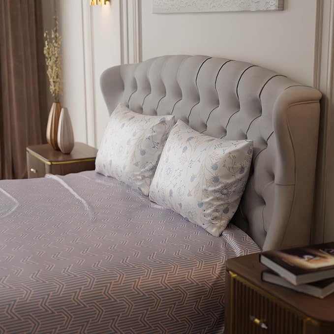 Stoa Paris Satin Bedsheet King Size Bed Premium Bedding Set with Pillow Cover Colour Grey