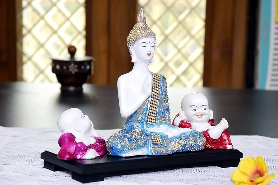 Mariner's Creation Divine Buddha Statue with Two Child Monk