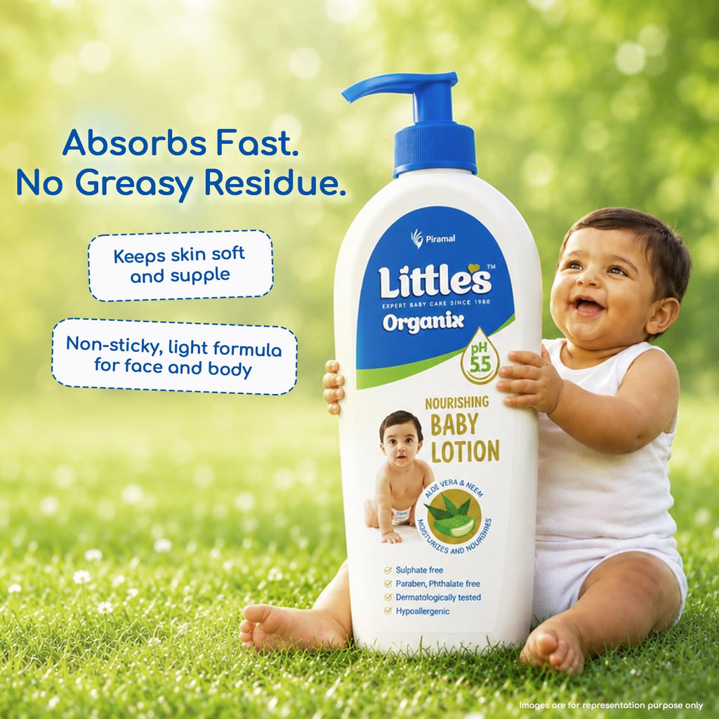 Little's Organix Nourishing Baby Lotion 400 ml | pH 5.5 | with Aloe Vera & Allantoin | Long-Lasting Moisturisation | Dermatologically Tested | Non-Sticky and Light | No Parabens, No Phthalates