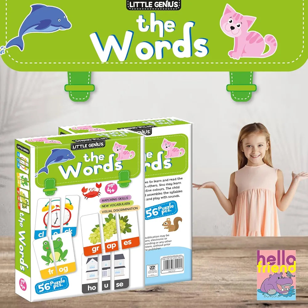 Hello Friend My First Word Addition  Puzzle Game Box Set for Kids – Early Learning Activity with Matching Skills, Colorful Fun Illustrations for Kids