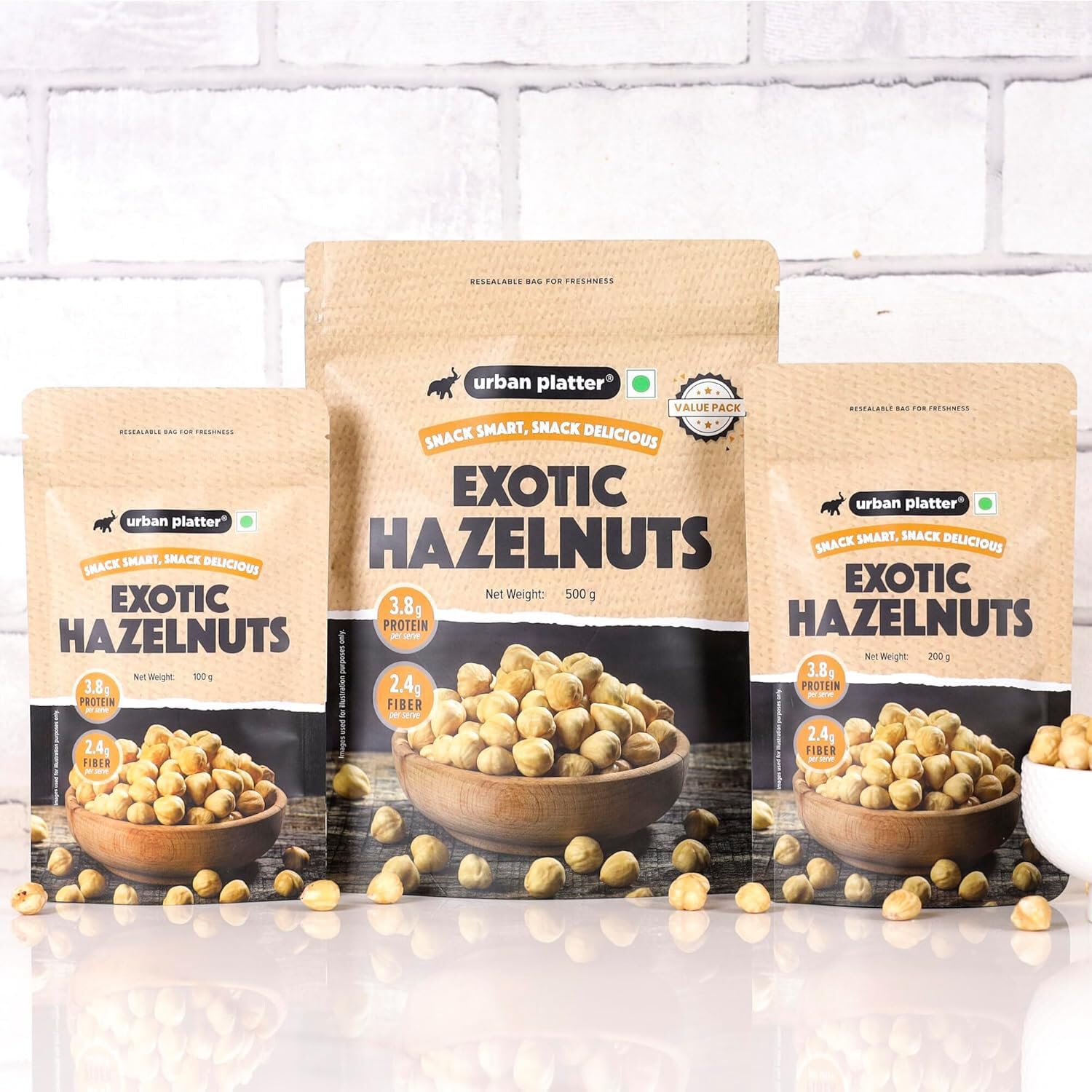 Urban Platter Exotic Hazelnuts, (Protein & Fiber Rich, For Confectionery, Baking, Nut Pastes & Dessert)