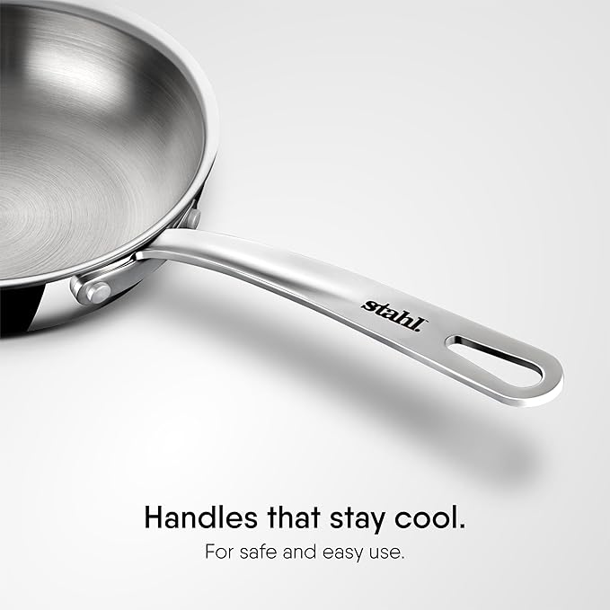 Stahl Artisan Triply Stainless Steel Fry Pan | Induction & Gas Stove Compatible Frying Pan, Omelette Pan, Egg Pan | 0.6 L | 16 Cm