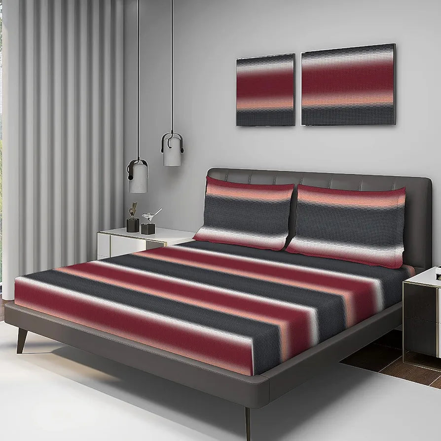 Layers Durathread Bedsheet Set for All Seasons Lightweight 225 CVC King Size Multi