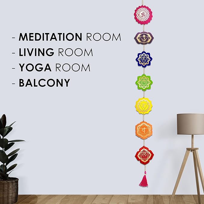 Solobolo Engineered Wood Seven Chakra Wall Hanging Decor, Perfect Mandir & Home Decoration Item