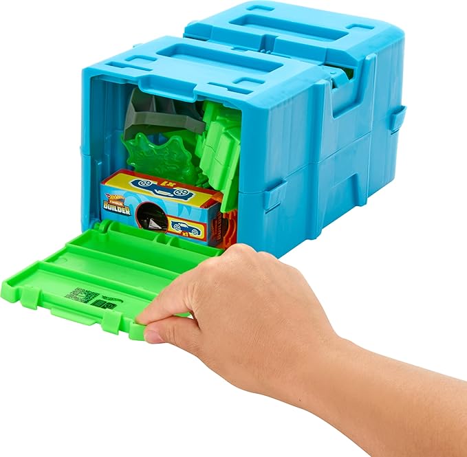 Hot Wheels Track Set with 1 Hot Wheels Car Toxic Super JumpThemed Track Building Set with 10 Track Pieces