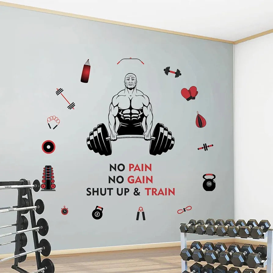 StickMe Gym Fitness Bodybuilding Sports Workout Boxing Inspirational Motivational Quotes Wall Sticker Extra Large - 200 x 180 cm