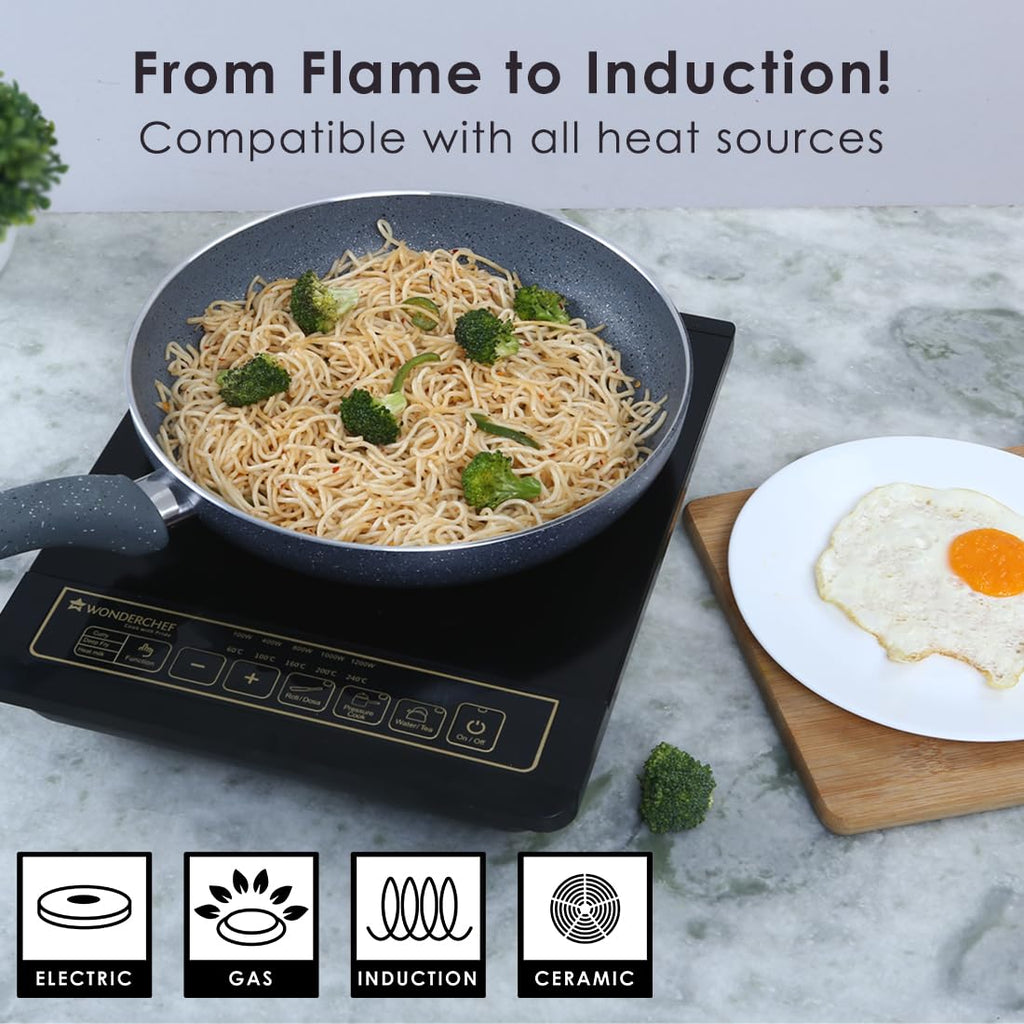 Wonderchef Aluminium Granite Frying Pan | Grey | 20cm | 1 Liter