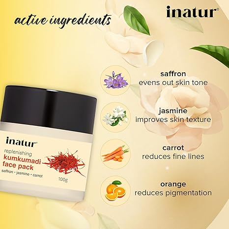 Inatur Kumkumadi Ayurvedic Face Pack Reduces Tan and Blemishes - 100 gms
