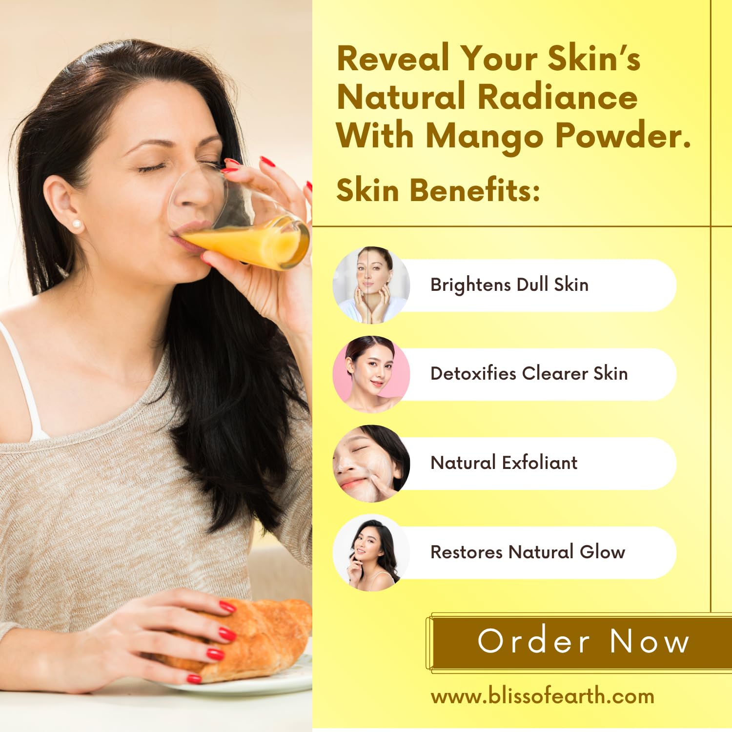 Bliss of Earth 200gm Mango Powder Natural Spray Dried king of fruits Vitamin A,C,K Rich for Smoothie,Shake,juice, cake and ice cream