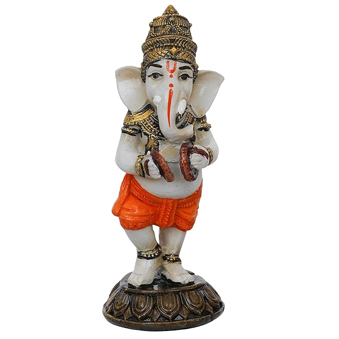 Ecraftindia Polyresin Standing Lord Ganesha Idol Playing Manjira Musical Instrument Statue Decorative Showpiece