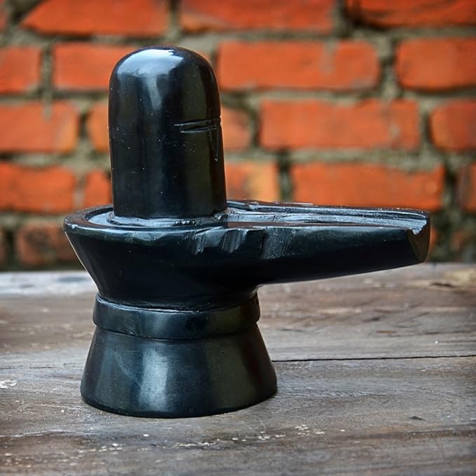 StonKraft Black Marble Shiva Lingam Shiv Ling Mahadev Idol Murti Military Statue Moorti