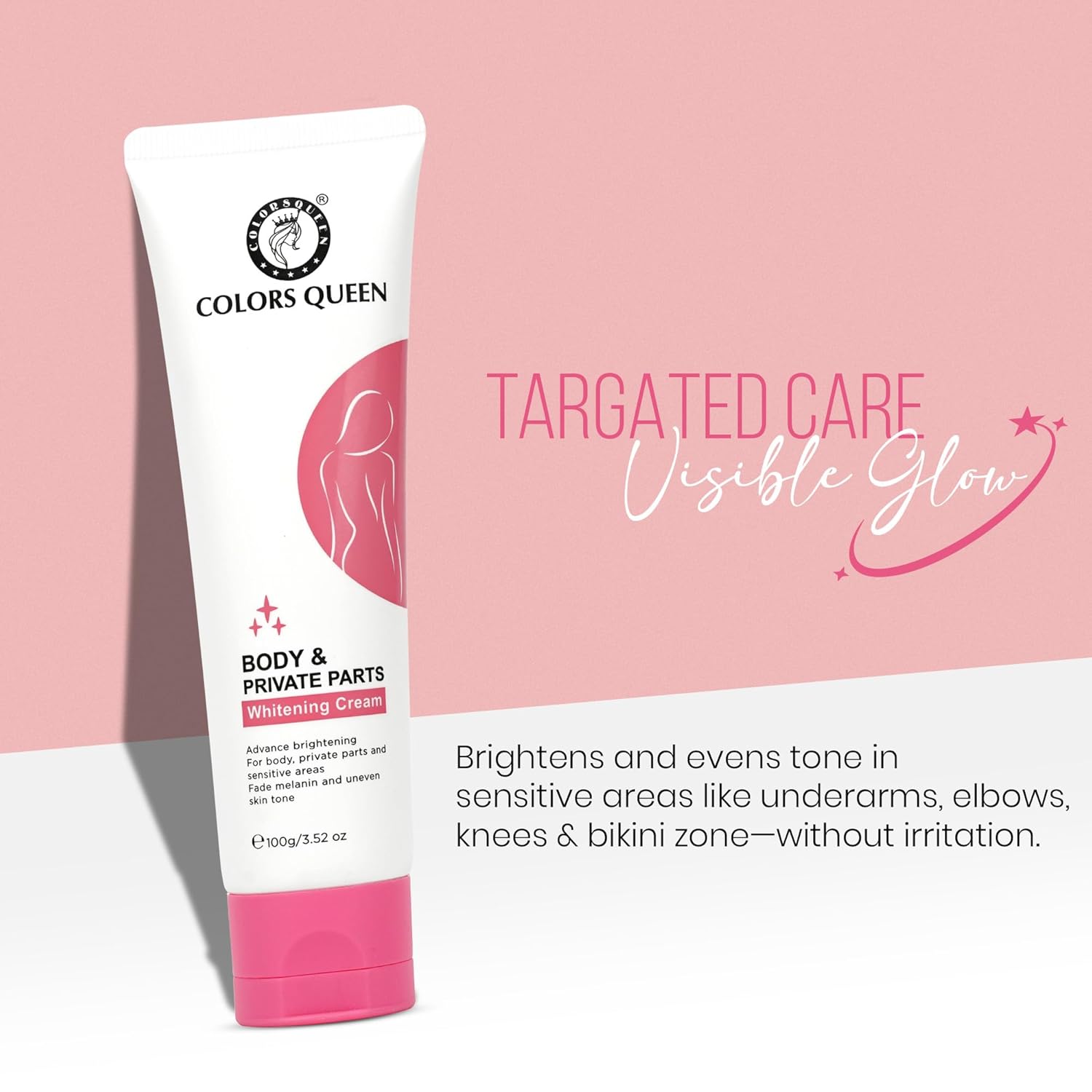 Colors Queen Body & Private Parts Whitening Cream | Dermatologist Tested Retinol Cream for Dark Body Parts Like Neck, Ankles, Knuckles, Armpits, Thighs & Elbows with Niacinamide and Hyaluronic Acid â€“ 100g